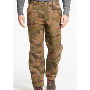 Men's L.L.Bean Camo Wool Blend Pants Waist 48 Brown Green